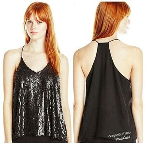 J.O.A. | Black Sequin Camisole Top (Size Medium)